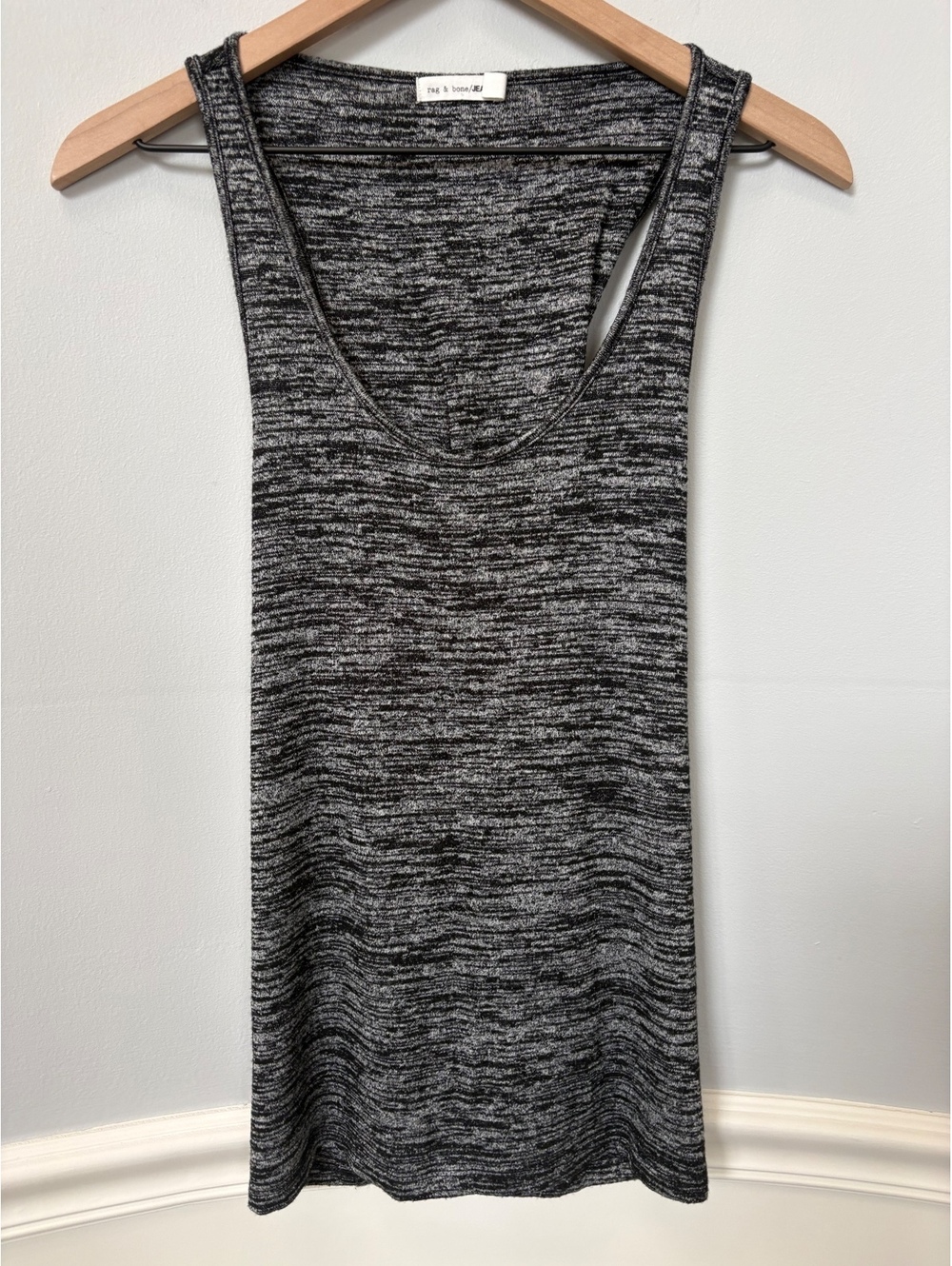 rag & bone/JEAN Heathered Gray Space Dye Twist-Back Tank Top - Size M